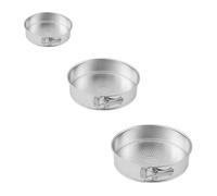 Zenker 9992155 Set de 3 moldes para tartas con bisagras de acero galvanizado, Molde para pastel redondo de hierro blanco, Plateado, Acero galvanizado, Diámetros de 18,5 cm + 26 cm + 28 cm