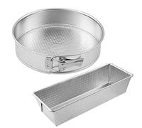 Zenker Baking Tins Silver Set 2 Moldes de Repostería, contiene 1 Molde Redondo Desmontable de 1 Fondo 26 cm y 1 Molde Rectangular 25 cm, Acero Estañado