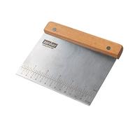Zenker Cortador de masa de acero inoxidable - Cortador de masa con función de regla - Accesorio perfecto para hornear pan - Separador de masa con mango de madera (madera de haya) - 15 x 12 x 1,5 cm