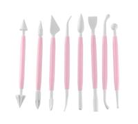 ZENKER Estecas para modelar fondant y hacer figuras dulces para repostería, de polipropileno de color rosa con las partes funcionales en color blanco, 16cm, 8uds.