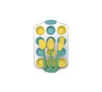 Zenker FCK44897 44897 Set Mini Cupcake 16 Piezas Infantil con Espátula Cuchara, Brocha, Molde Huellas y 12 Cajas, Silicona, Acero al Carbono, Azul, Verde, Amarillo, Gris, De 5 cm a 30 cm