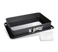 Zenker Molde Desmontable Rectangular Deluxe, Bandeja con Fondo esmaltado y protección antigoteo, Acero con Revestimiento Antiadherente ILAG , Negro, 42x29x7cm