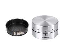 Zenker Set de Molde de Horneado Redondo Desmontable 24 cm de 1 Fondo y Reloj Temporizador de Cocina Magnético de Acero Inoxidable, Escala de 60 Minutos