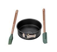 Zenker Set de Repostería, incluye Molde Desmontable Black Metallic 1 Fondo 20 cm, incluye Espátula de Silicona y Pincel de Silicona