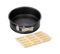 Zenker Set de Repostería, incluye Molde Desmontable Black Metallic 1 Fondo 20 cm ,Molde Mini de Silicona 29x16 cm para 12 uds de Pasteles / Barritas de Cereales