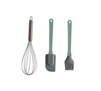 Zenker Set de Utensilios de Repostería, Incluye Batidor de Varillas de Acero Inoxidable, Espátula y Pincel de Silicona, Colores Verde Pastel, Gris e Inox, 30 cm, 3 piezas