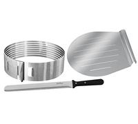 Zenker Set para cortar bases de bizcochos, tartas, pasteles, Aro laminador ajustable 26-28cm. Pala Coger- Servir y cuchillo. Inoxidable. Cant. 1 juego de 3 pzas.