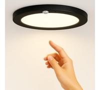 zenlavia Plafón LED con Sensor de Movimiento, 15W 1500lm, 3 Temperaturas de Color (3000K/4000K/6000K), Ø19cm Ultraplano, IP44 Impermeable, Lámpara de Techo Redonda para Pasillo, Negro