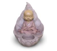 Zen'Light CH02 - Figura Decorativa de Buda para Velas con Calentador de Plato, decoración Feng Shui, Objeto de Felicidad, Idea de Regalo, Zen-Altura: 13 cm, Color Beige y Viejo Rosa, poliresina, CH2
