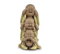 Zen'Light - Estatua de 3 Budas riendo - No Ver Nada - No Escuchar Nada - Nada Decir - Conjunto simbólico de Buda bebé - Estado de ánimo Tranquilo y Alegre - Decoración Zen - H 18 cm - Zen'Light