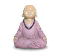 Zen'Light SB2 Buda - Figura Decorativa para bebé SB2, diseño Zen y Feng Shui, para Crear un Ambiente Relajante, Idea de Regalo con portahoras: 13,5 cm. Color: Beige y Viejo Rosa, Resina, Rosa