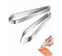 ZenoScope Pinzas Espinas Pescado Juego 2 Piezas, Pinzas Cocina Metal Punta Plana e Inclinada, Precisión Extrema Para Retirar Espinas Sin Raspar Salmón o Trucha