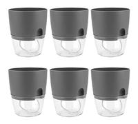 ZEONHEI Juego de 6 macetas, 18,2 x 11 x 15,3 cm, de plástico, para jardín de Hierbas, Cocina, riego automático, para alféizar de Ventana, Cocina, Gris