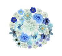 Zequech 35 Flores de Plástico Mini Decorativas en Azul para Manualidades, Ramo de Novia, Pizarra de Pared, Fiesta de Boda, Hogar, Jardín, Decoración de Bricolaje