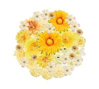 Zequech 35 Flores de plástico para Manualidades, Mini Flores Decorativas en Amarillo, Serie de Flores para Ramo de Novia, Placa de Pared, Boda, Fiesta, hogar, jardín, Bricolaje, decoración de Fotos