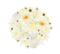 Zequech 35 flores de plástico para manualidades, mini flores decorativas en color blanco, serie de flores para ramo de novia, placa de pared, boda, fiesta, hogar, jardín, bricolaje, decoración de