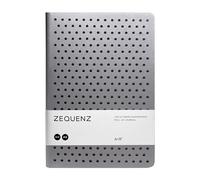 Zequenz Classic 360 Air, Cuaderno de tapa blanda, diario de lazo suave, grande, plata, 14,5 x 20,32 cm, 200 hojas / 400 páginas, patrón de cuadrícula de puntos, papel de calidad