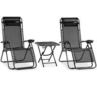 Zero Gravity - Silla reclinable de Malla de Acero Ajustable, con Almohadas extraíbles y bandejas portavasos, mesas auxiliares, Juego de 2, Color Negro