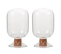 Zerodeko 2 frascos de vidrio para cerillas con forma de campana, soporte pa