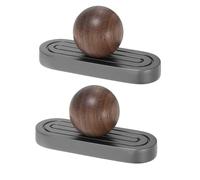 Zerodeko 2 Piezas Tirador de Mueble Tiradores para Muebles de Salón de Aleación de Zinc y Madera, 6,30x3,50x2,20cm, 32mm, Gris Perla y Nogal, para Armarios de Cocina y Mejoras del Hogar