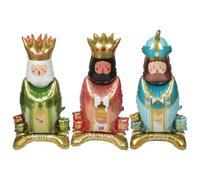 Zerodeko 3 globos de aluminio con la figura de los Tres Reyes Magos para | Globos metálicos de tres reyes de 117 cm de altura, decoración navideña, fáciles de inflar, para uso en interiores y