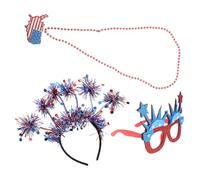 Zerodeko 3 Piezas Set de Recuerdos Patrióticos para Fiestas del Día Independencia Gafas de Sol y Diadema de Estrellas, Cómodo y Fácil de Combinar para Reuniones Familiares y Desfiles