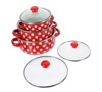 Zerodeko Cacerolas Esmaltadas con Diseño de Doble Asa y Fondo Plano, Ollas Antiadherentes Versátiles para Cocinar, Set de 3 Piezas Adecuado para Todo Tipo de Cocinas