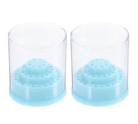 Zerodeko Caja de Almacenamiento de Plástico Azul 2 Organizador de Herramientas 48 Agujeros Conveniente para Salón y Práctica de Uñas para Decoración de Uñas para Cabezales de Taladro