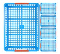 Zerodeko Cesta de Almacenamiento de Plástico Azul para Escritorio con Diseño Apilable y Asas, Paquete de 5 Unidades Rectangulares para Guardar Documentos A4 y Juguetes Hogar