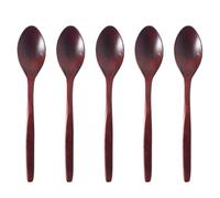 Zerodeko Cuchara Sopera Mango Curvo 5 Piezas de Madera Cuchara de Mango Largo 18cm Ligera, Superficie Lisa, para Cocina, Restaurante y Hogar