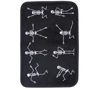 Zerodeko Felpudo Decorativo Rectangular de Franela Negro Diseño Único de Esqueletos Bailarines para Halloween, Lavable Costuras Finas para Entrada de Casa