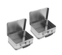Zerodeko Fiambrera Contenedor de Metal Vintage con Tapa y Asa, Caja de Lata de Hojalata con Cierre Hermético para Almacenamiento Práctico de Alimentos, Pack de 2 Piezas
