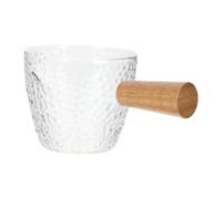 Zerodeko Jarra de Leche de Vidrio de 100ml Diseño de Pico para Servir Café y Leche, Mango de Madera para Restaurantes y Hoteles, Adecuado para Espresso y Latte Art