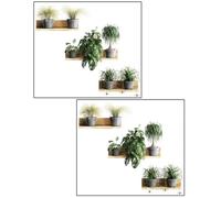 Zerodeko Pegatinas de Pared Verdes para Embellecimiento Fácil con Diseño de Macetas y Estantes Falsos en PVC Paquete de 2 Hojas en Dormitorio y Pared de Mueble TV