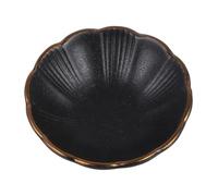 Zerodeko Plato Pequeño de Cerámica Negro Borde Dorado Redondo | Acabado Elegante, Base Esmerilada, para Salsa, Frutos Secos y Servicio en Buffet