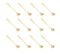 Zerodeko Set de 12 Cucharas Decorativas Doradas de Acero Inoxidable Diseño de Corazón Largo para Decoración Verano en Hotel y Tienda de Postres