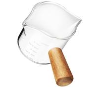Zerodeko Vaso de Vidrio Resistente al Calor con Mango de Madera Taza Medidora Transparente para Espresso y Leche Jarra con Pico Especial para Café y Té Diseño Reutilizable y Duradero