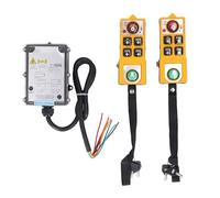 Zerodis Controlador Remoto de Grúa, Controlador de Polipasto Eléctrico Industrial DC24V con Cerradura y Transmisor de Doble Manija, Juego de Receptor Compacto para Operadores de Sitios de