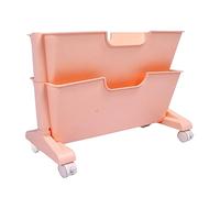 Zerodis Estantería Móvil de Sobremesa con Ruedas, 4 Ruedas Universales y Diseño Inclinable para Organizar Bibliotecas, Oficinas y dormitorios. (Pink)