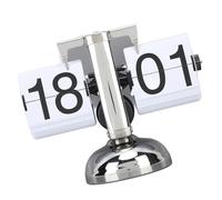 Zerodis Flip Clock Reloj de Escritorio Retro con Pantalla Abatible Mecánica de Acero Inoxidable 304, Números Grandes de 24 Horas, Tiempo Ajustable para Sala de Estar, Oficina, Estudio, Decoración de