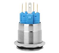 Zerodis Interruptor de Botón de Acero Inoxidable de 22 Mm con Cierre, Luz LED de Cabeza Plana, 24 V CC, 2 NO, 2 NC, IP65, Resistente Al Agua para Paneles de Control, Equipos, Usuarios de Bricolaje