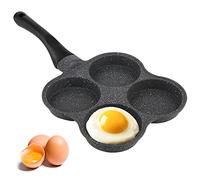 Zerodis Sartén antiadherente de aluminio Tortilla de tortitas de 4 orificios Sartén para huevos Olla para freír Máquina para el desayuno Utensilio de cocina Resistencia a altas temperaturas