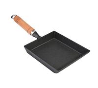 Zerodis Sartén Eléctrica Sartén Para Tortilla Mini De Hierro Fundido Con De Madera Para Estufa De Inducción Estufa De Gas Tamagoyaki Eléctrica Japonesa