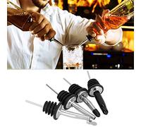 Zerodis Vertedor de Vino, 4 Piezas de Acero Inoxidable 304, Vertedor de Botellas con Boquilla Curva, Sello de Goma, Flujo Suave para Botellas de Licor, Hogar, Bar, Restaurante