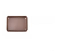 Zeroupshop Bandeja de horno antiadherente de acero al carbono, bandeja rectangular para horno, para pasteles, asar verduras, diseño apilable con borde enrollado, 28 x 28 x 3,5 cm, sartén marrón (E)