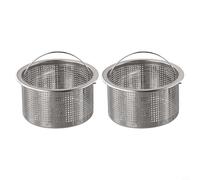 Zeroupshop Cesta coladora de fregadero de acero inoxidable de 3-1/2 pulgadas con tapón de tapa, filtro de drenaje de malla fina a prueba de óxido de grado 304 para fregadero de cocina para limpieza (2