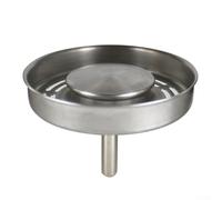 Zeroupshop Cesta coladora para fregadero de cocina, con sello, tapón de drenaje de metal de 79 mm, con filtro manual de 20 ranuras y espiga de bola, para residuos estándar de lavabo, color plateado