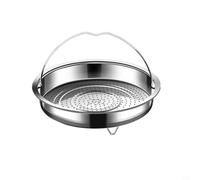 Zeroupshop Cesta de vapor de acero inoxidable 304 con asa, escurridor de rejilla para olla de cocción lenta, olla a presión, olla, no para superficie, 22 cm, plateado (S)
