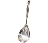 Zeroupshop Cuchara ranurada de acero inoxidable 304 con mango de madera, colador de cocina de agujero grande para freír pasta fideos, albóndigas, verduras, utensilios de cocina resistentes al calor