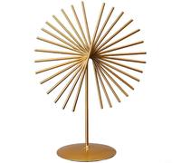 Zeroupshop Decoración artística geométrica de metal abstracto, hierro soldado a mano para escultura con acabado dorado, adorno moderno, para el hogar, sala de estar, dormitorio, oficina, 14 x 24 cm (B